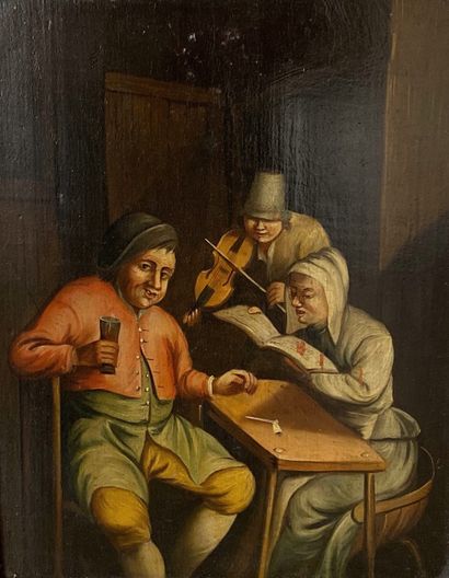 null Dutch school of the 19th century.

The tavern

Two oils on panel

31 x 24 c...