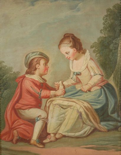 null *Ecole française du XIXème s.

Couple d'enfant à la colombe

Huile sur toile...