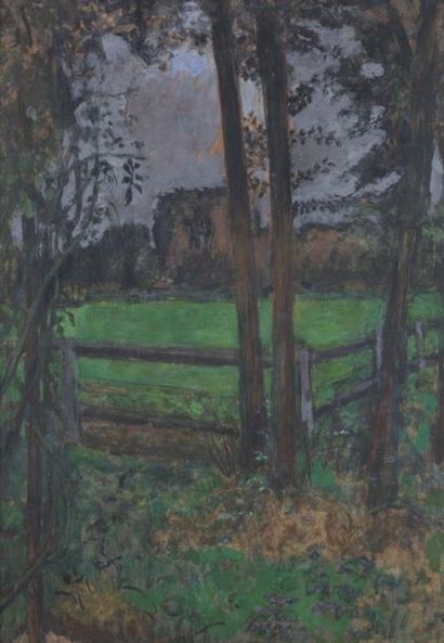 VUILLARD Edouard (1868-1940) La Prairie, vers 1930-1938 Peinture à la colle sur papier,...