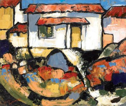 AMBROGIANI Pierre (1907-1985) Maison Huile sur toile Signée en bas à gauche 36 x...