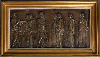 null Fedinand BARBEDIENNE

Pair of rectangular bas-reliefs in bronze with a medallion...