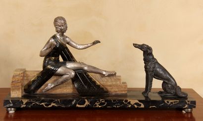 null Ecole française vers 1930

Femme au chien

Sculpture en régule patiné sur socle...
