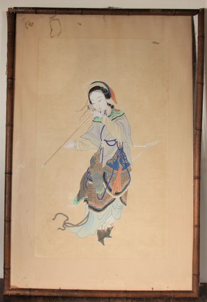 null Chine XIXème s.

L'archère

Peinture sur papier

94 x 56 cm. (déchirures, piqures,...