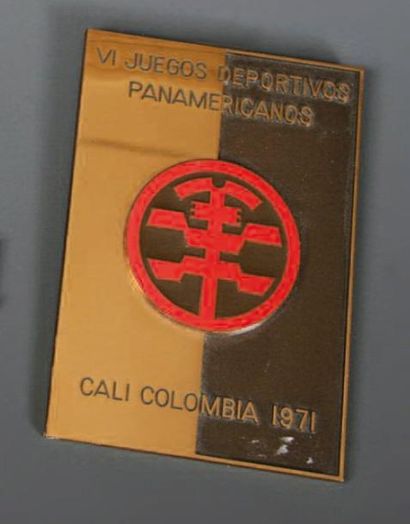 Cali,1971 VIe Jeux Panaméricains. Plaque officielle en bronze et émail 110 x 75 ...