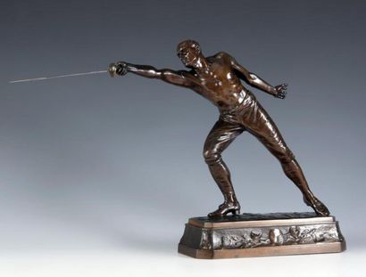Rudolf KUCHLER,né en1867 L'assaut Sculpture. Epreuve en bronze à patine brune signée...