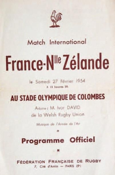 null Programme du match international France- Nouvelle-Zélande le 27 février 1954...