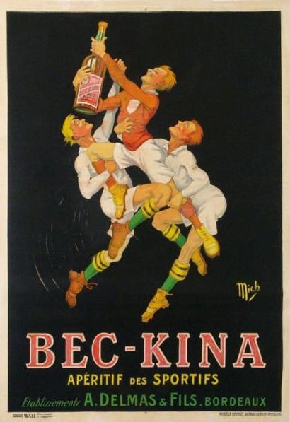 null Bec-Kina, apéritif des sportifs Affiche lithographiée par MICH (1881-1923) Ets...