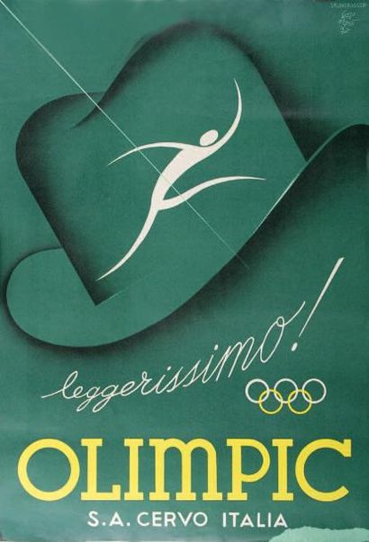 null OLYMPIC Leggerissimo SA Cervo Italia; 1937 Affiche italienne Lithographie par...