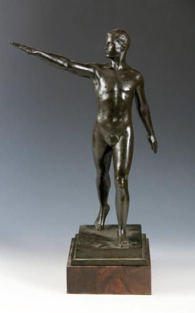Charles-Arthur MULLER (né en 1865) Le Salut olympique Sculpture. Epreuve en bronze...