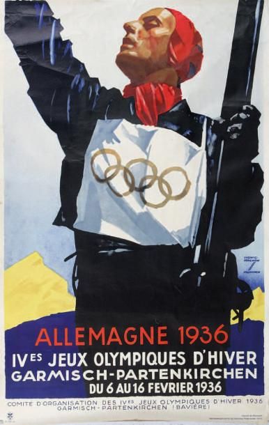 Garmisch-Partenkirchen, 1936 Affiche officielle en français de Ludwig HOHLWEIN Lithographie...