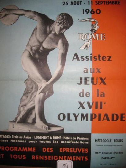 Rome,1960 Assistez aux Jeux de la XVIIe Olympiade (25 août-11 septembre 1960) Affichette...