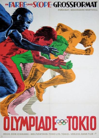 Tokyo,1964 Affiche du film « Olympiade Tokyio » Impr. en Allemagne. 84 x 59,5 cm