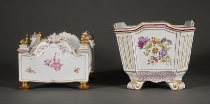 null Vichy and various

Two polychrome ceramic planters in the 18th century style.

H...