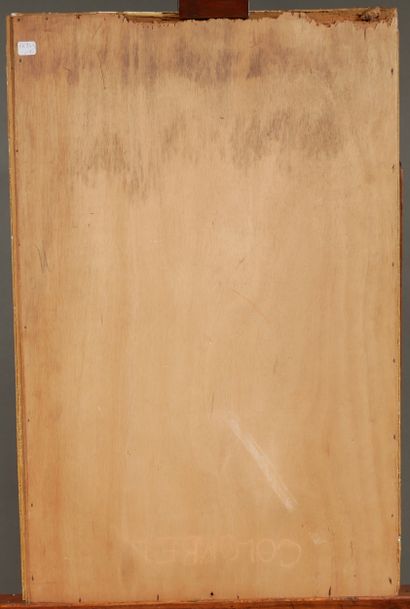 null *Glace rectangulaire en bois stuqué doré à décor de vagues

49,5 x 76 cm. (...