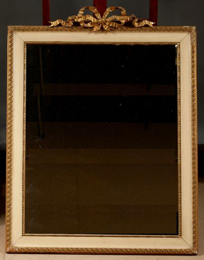 null Rectangular gilded and cream lacquered stuccoed wood window, Louis XVI style...