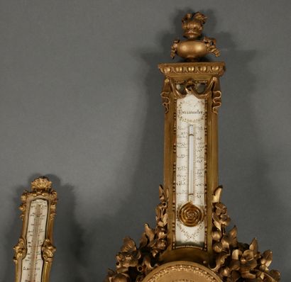 null 
*Lot :




- WANDENBERG Frères small thermometer in white lacquered wood, gilded...