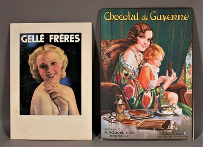 null Two advertising cards: Chocolat de Guyenne and Gellé Frères