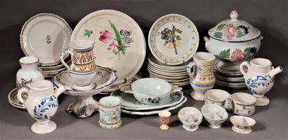 null Lot of dishes, pitchers, bowls in earthenware (chips, cracks, accidents)