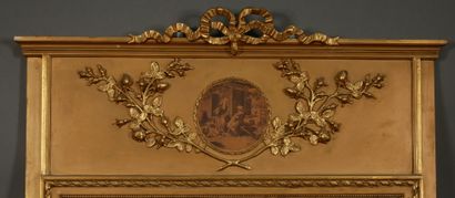 null Rectangular stuccoed wood trumeau, the upper part decorated with branches in...