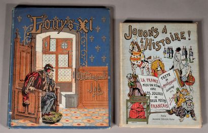  *JOB ill. 
Two volumes in percaline: Jouons à l'histoire (wear) and Louis XI