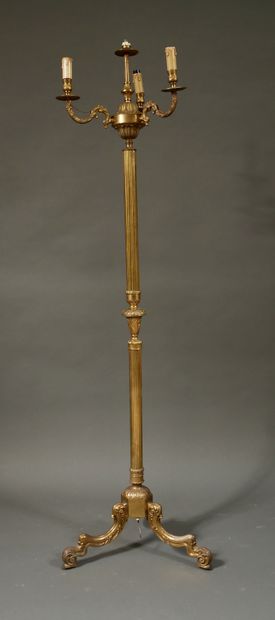 null Tripod floor lamp in bronze with five arms of light

H : 160 cm.
