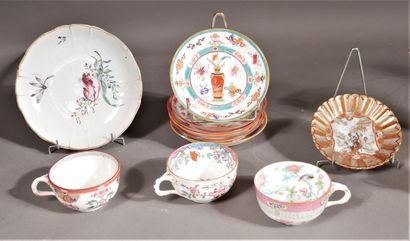 null *Lot of porcelain, earthenware including Satsuma, Minton and various (chips,...