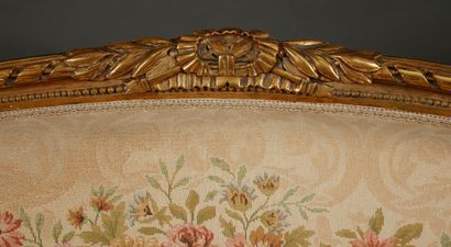 null Louis XVI style cabriolet living room furniture with carved knots and medallion...