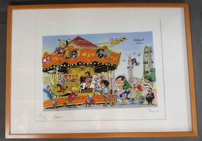 null FRANQUIN et Jidéhem 

Affiche couleur "Gaston et les autres au manège" - 1987...