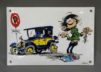 null FRANQUIN 

Plaque émaillée avec Gaston et sa voiture 509 - octobre 2012 - TL...