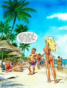DANY Sur la plage Gag en couleur issu du tome 6 des histoires coquines "Comment osez...