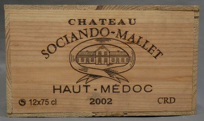 null 12 	bouteilles 	Château 	SOCIANDO-MALLET, 	Haut-Médoc 	2002 cb