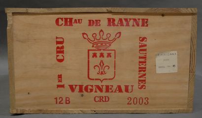 null 12 	bouteilles 	Château 	RAYNE-VIGNEAU, 1° cru 	Sauternes 	2003 cb
