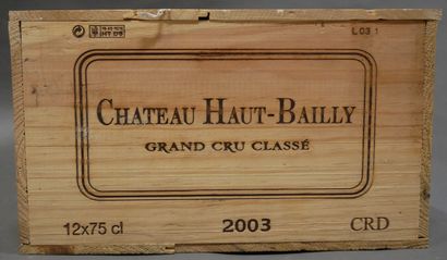 null 12 	bouteilles 	Château 	HAUT BAILLY, 	Pessac-Léognan 	2003 cb