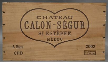 null 6 	bouteilles 	Château 	CALON-SÉGUR, 3° cru Saint-Estèphe 		2002 cb