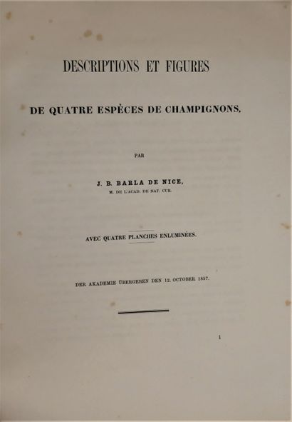 null • Jean-Baptiste BARLA. 

Description et figures de quatre espèces de champignons....