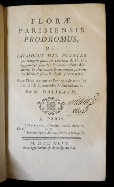 null Thomas François DALIBARD. 

Florae parisiensis prodromus or catalog of plants...