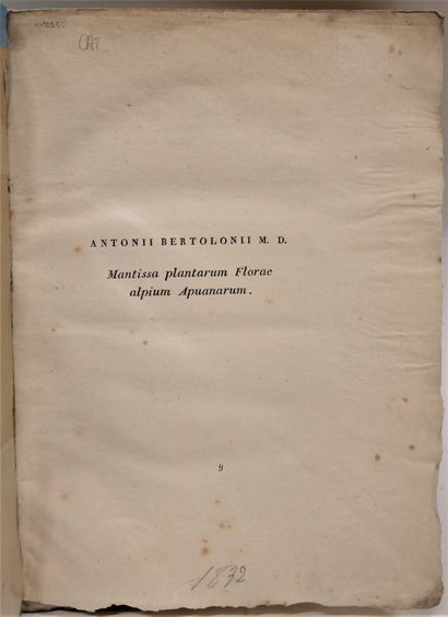 Antonii M. D. BERTOLONII 
Mantissa plantarum...