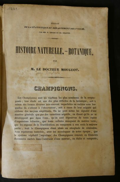 null Abbot N. L. MICHOT. Flore du Hainaut. XXXII (cryptogams p. 309 to 408) Mons,...