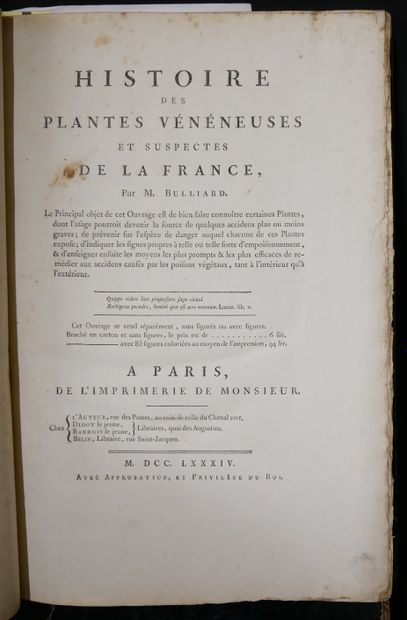 null Pierre BULLIARD. Herbier de la France. 

1ère division. Plantes vénéneuses du...