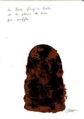 ARMAN Masque, pochoir rehaussé à l'encre noire et marron. Format 29,5x41 cm. oeuvre...