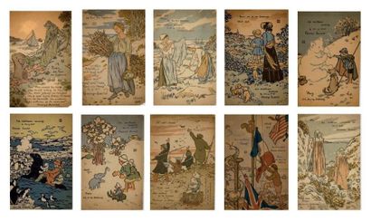 GEORGE AURIOL Cartes de Voeux. Ensemble de 29 cartes de voeux, lithographies en 4...