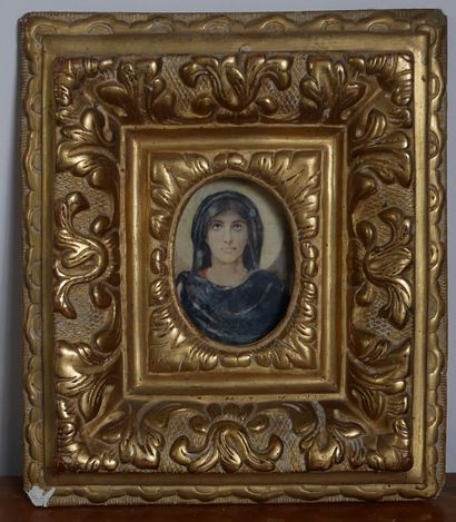 null Lot :

- Ecole du XIXème s.

La Vierge

Miniature ovale dans un cadre en bois...