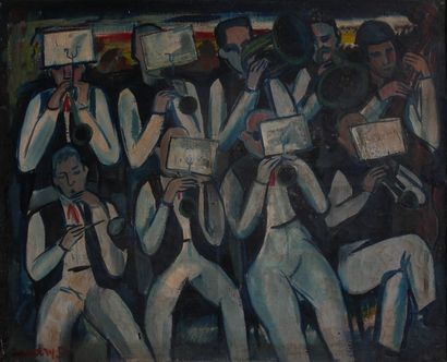 Charles GAUDRY (1933-1980) 
L'orchestre 
Huile...