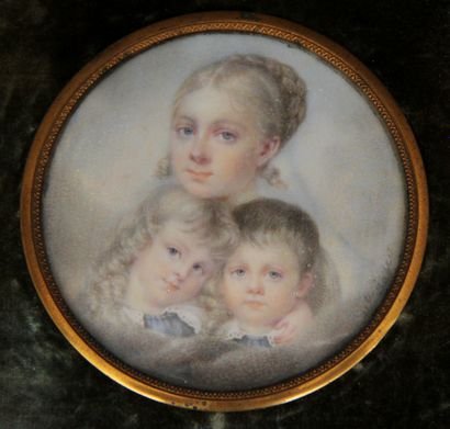 null Ecole du XIXème s.

Portrait de Mme Ann MERLIN née CULLUM et de ses deux enfants...