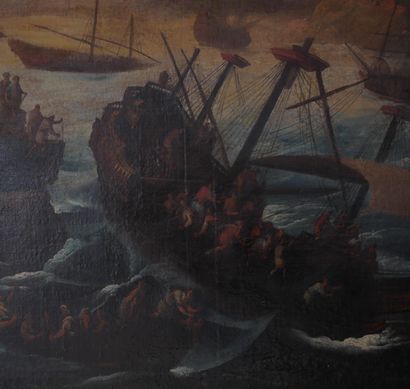 null Ecole flamande du XVIIème s. suiveur de Cornelis de WAEL

Scène de naufrage

Huile...