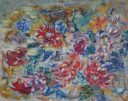 null René MORERE (1907-1942)

Fleurs

Huile sur toile signée au dos portant l'indication...