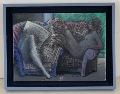 null André MAIGRET (1941-)

Femmes nues au journal sur le divan

Huile sur toile...