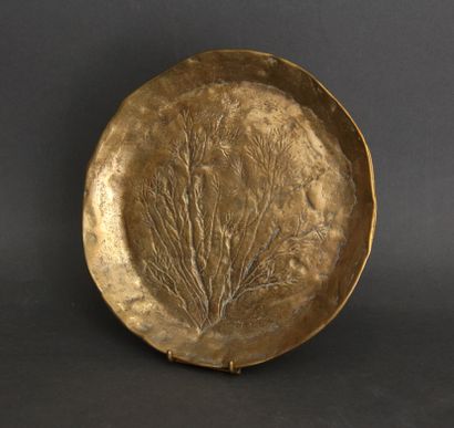 null Assiette ronde creuse en bronze gravée de feuillage

D : 23 cm.