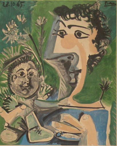 Henri DESCHAMPS (1881-1973) 
Femme et enfant...