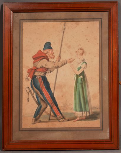 null *Ecole du XIXème s.

Soldat et jeune fille

Aquarelle

32 x 23,5 cm. (tâche...